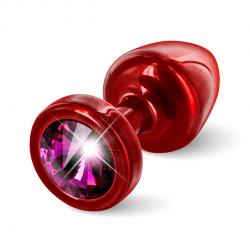 DIOGOL - ANNI BUTT PLUG ROUND RED & PINK, väike särav anaalpunn, 25 MM