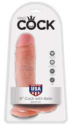 King Cock 8 inch Balls, loomutruu dildo munanditega, 21cm