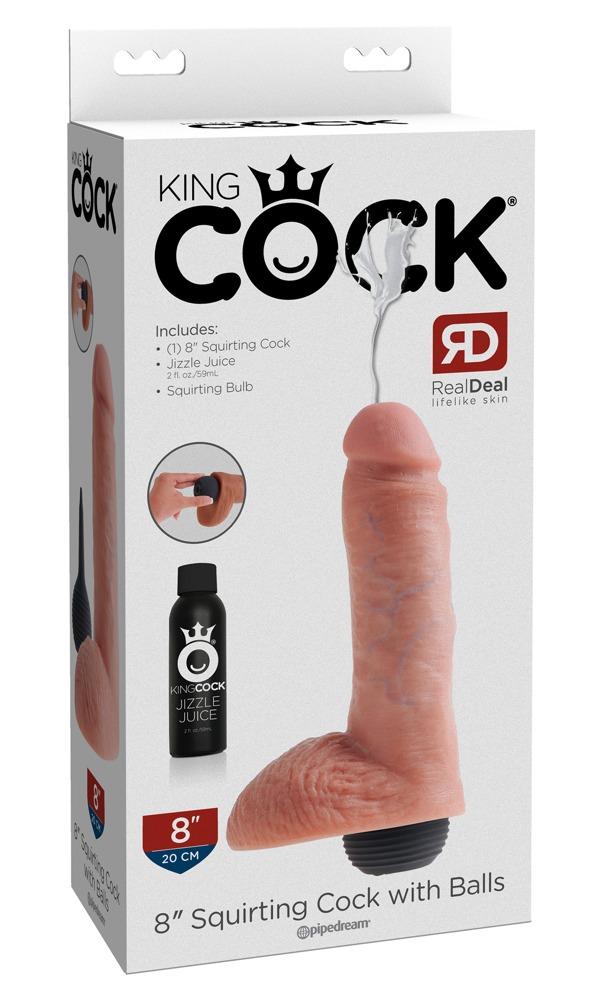 King COCK 8" Squirting Cock with Balls, pritsiv dildo, 20cm