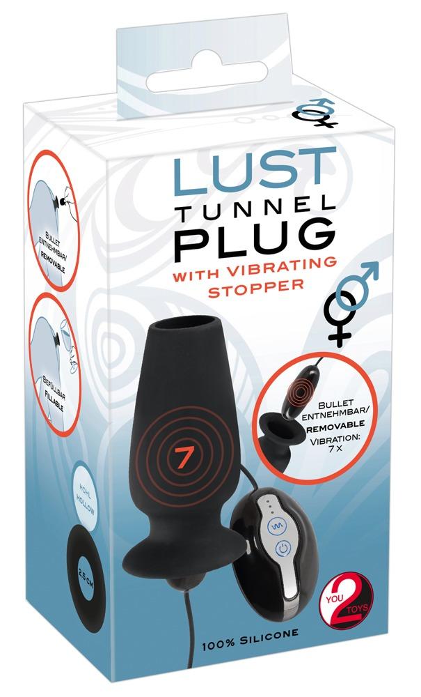 You2Toys Lust Tunnel Plug with vibrating stopper, anaalne peputunnel vibraga