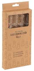 Glass Drinking Straw Willy, stiilsed klaasist joogikõrred, 4tk