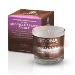 DONA - KISSABLE MASSAGE CANDLE CHOCOLATE MOUSSE, limpsitav massaažiküünal feromoonidega, shokolaadivaht