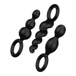 SATISFYER - PLUGS BLACK, anaalkomplekt