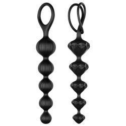 SATISFYER - LOVE BEADS SOFT SILICONE BLACK, anaalketid