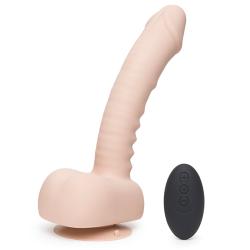 UPRIZE - REMOTE CONTROL RISING 20 CM VIBRATING REALISTIC DILDO PINK FLESH, realistlik/ USB laadimisega/ puldiga juhitav ja painduv peenis, naturaalne beež