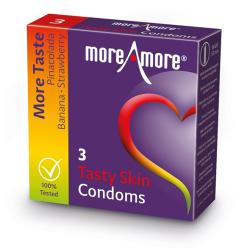 MOREAMORE - CONDOM TASTY SKIN, aromaatsed kondoomid, 3tk